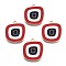 Alloy Enamel Pendants, Cadmium Free & Lead Free, Light Gold, Square, Red, 24~25x24x1.5mm, Hole: 1.8mm