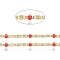 Handmade Brass Lumachina Chains, Snail/Scroll Chains, with Enamel and Spool, Soldered, Long-Lasting Plated, Real 18K Gold Plated, Red, 3x2x1mm, 3x2x2mm, about 32.8 Feet(10m)/roll