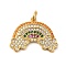 Rack Plating Brass Micro Pave Cubic Zirconia Pendants, Long-Lasting Plated, Lead Free & Cadmium Free, Rainbow, Real 18K Gold Plated, 16x22x2mm
