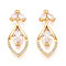 Brass Micro Pave Cubic Zirconia Pendants, Teardrop, Real 18K Gold Plated, 28x11.5x4mm, Hole: 1.5mm