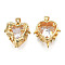 Brass Micro Pave Cubic Zirconia Charms, with Brass Snap on Bails, Heart Charms, Real 18K Gold Plated, Nickel Free, Clear, 15x14x8mm, Hole: 4x3mm