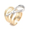 Brass Bowknot Wide Open Cuff Ring for Women, Cadmium Free & Lead Free, Real 18K Gold Plated & Platinum, 22mm, Adjustable