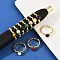 316 Stainless Steel with Natural Mixed Gemstone Cuff Rings, Ion Plating(IP), Real 18K Gold Plated, Soldered, 6.5mm, Adjustable