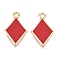 Alloy Enamel Pendants, Playing Cards Style, Golden, Diamond, Red, 20x12.5x2mm, Hole: 1.8mm