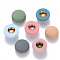 Handmade Porcelain Cabochons, with Brushed Gold Color Concave, Frosted, Half Round, Mixed Color, 13x5mm