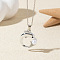 Alloy Crystal Rhinestone & Plastic Imitation Pearl Pendant Necklaces, Platinum, White, Dolphin, 17.72 inch(45cm)