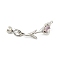 Brass Micro Pave Cubic Zirconia Fold Over Clasps, Cadmium Free & Nickel Free & Lead Free, Flower, Platinum, 50mm