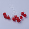 Glass Woven Beads, Flower/Sparkler, Made of Horse Eye Charms, Red, 13mm