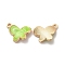 Alloy Enamel Pandants, Lead Free & Cadmium Free, Light Gold, Butterfly Charm, Green Yellow, 18x15x3mm, Hole: 1.6mm