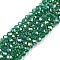 Electroplate Glass Beads Strands, AB Color Plated, Faceted, Rondelle, Green, 3.5~3.8x3mm, Hole: 0.4mm, about 105~110pcs/strand, 29~31cm