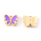 Alloy Enamel Charms, Butterfly, Light Gold, Medium Purple, 10.5x13x3mm, Hole: 2mm
