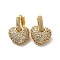 Clear Cubic Zirconia Heart Dangle Hoop Earrings, Brass Jewelry for Women, Golden, 22mm, Pin: 1mm
