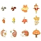 12Pcs 12 Styles Thanksgiving Theme Alloy Enamel Pendants, Mixed Shapes, Mixed Color, 16~35x11.5~29.5x1.5~2mm, Hole: 1.6~2mm, 1pc/style