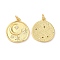 Brass Micro Pave Cubic Zirconia Pendants, with Jump Ring, Lead Free & Cadmium Free, Flat Round, Real 18K Gold Plated, 20x18x2mm, Hole: 3mm