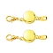 Alloy Magnetic Clasps, with Lobster Claw Clasps and Chain Tabs, Flat Round, Golden, 35mm, Clasp: 10x6x2.5mm, Chain Tabs: 22mm long, Flat Round: 9x5x0.5mm