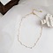Stainless Steel & Imitation Pearl Round Link Chain Necklaces for Women, Golden, White, 22.44 inch(57cm)