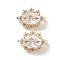 Brass Pave Cubic Zirconia Multi-Strand Links, 3-Hole, Oval, Real 18K Gold Plated, Real 18K Gold Plated, 12x9x7mm, Hole: 1.4mm
