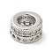 Brass Micro Pave Cubic Zirconia European Beads, Cadmium Free & Lead Free, Flat Round with Heart, Platinum, 8x4mm, Hole: 4.6mm