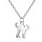 Tarnish Resistant 201 Stainless Steel Kitten Pendants Necklaces, Stretching Cat, Stainless Steel Color, 16.3 inch(40cm)x1mm