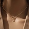 Heart Letter Brass Micro Pave Clear Cubic Zirconia Initial Lariat Necklaces, Golden, Letter F, 13.78~17.72 inch(35~45cm)