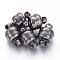 Brass Magnetic Clasps with Loops, Oval, Gunmetal, 11x7mm, Hole: 1.5mm