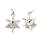 Rack Plating Brass Micro Pave Cubic Zirconia Pendants, Long-Lasting Plated, Cadmium Free & Lead Free, with Jump Ring, Star Charm, Silver, 15x10.5x3mm, Hole: 3.5mm