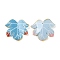 Opaque Acrylic Pendants, Gradient Magnolia Leaves with Gold Edge, Sky Blue, 22.5~23x25.5~26x2.3~3mm, Hole: 1mm