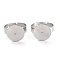 Non-Tarnish Adjustable 304 Stainless Steel Rings Components, Pad Ring Base Settings, Stainless Steel Color, Tray: 14mm, 17mm