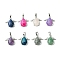 Natural Mixed Stone Pendants, Teardrop Charms with Rack Plating Platinum Plated Brass Wings, Cadmium Free & Lead Free, Cadmium Free & Lead Free, Dyed & Heated, 22~22.5x24.5x8~9mm, Hole: 7x5mm