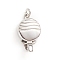 Tarnish Resistant 304 Stainless Steel Box Clasps, Flat Round, Stainless Steel Color, 16.5x9.5x4mm, Hole: 2.3mm
