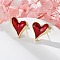Brass Stud Earrings, Heart, Real 18K Gold Plated, 18x17mm