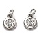 Brass Micro Pave Cubic Zirconia Charms, with Jump Rings, Long-Lasting Plated, Flat Round, Platinum, 11x8x2mm, Hole: 3mm