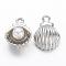 Alloy Charms, with Acrylic Pearl, Shell, Platinum, 12x9x5.5mm, Hole: 1mm