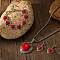 Gothic Style Heart Synthetic Turquoise Pendant Necklaces & Dangle Earring & Link Bracelets Sets, Alloy Jewelry Sets, Antique Silver, 470~540mm