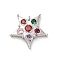 Brass Micro Pave Cubic Zirconia Pendants, Long-Lasting Plated, Lead Free & Cadmium Free, Platinum, Pentacle, Colorful, 19x19.5x4mm, Hole: 1.2mm