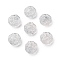Spray Painted Transparent Glass Beads, Flower Charm, White, 15x15x6mm, Hole: 1.2mm