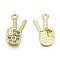 Rack Plating Alloy Charms, with Crystal Rhinestone, Cadmium Free & Nickel Free & Lead Free, Guitar, Light Gold, 18.5x10.5x2.5mm, Hole: 1.6mm