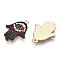 Printed Light Gold Tone Alloy Pendants, Hamsa Hand with Eye Charms, Black, 23x18x2mm, Hole: 1.4mm