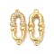 Rack Plating Brass Micro Pave Clear Cubic Zirconia Connector Charms, Oval Links, Cadmium Free & Lead Free, Real 18K Gold Plated, 25x10.5x3.5mm, Hole: 1.5mm