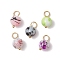Drawbench & Baking Painted Glass Pendants, Round, with 304 Stainless Steel Loops, Golden, 15x8mm, Hole: 4mm