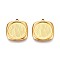 304 Stainless Steel Pendant Cabochon Settings, Ion Plating(IP), Square, Real 18K Gold Plated, Tray: 16mm, 21.5x19x2mm, Hole: 1.6mm