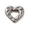 304 Stainless Steel Linking Rings, Textured Heart, Stainless Steel Color, 11.5x13x2.5mm, Inner Diameter: 4.5x6mm