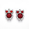 Natural Red Jasper and Ruby Rhinestone Owl Charms, with 304 Stainless Steel Settings, Stainless Steel Color, 10.5x8x3.5mm, Hole: 1.2mm
