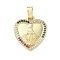 Brass Micro Pave Cubic Zirconia Pendants, Virgin Mary, Rack Plating, Long-Lasting Plated, Lead Free & Cadmium Free, Real 18K Gold Plated, Heart, 20x18x3mm, Hole: 4.5x3mm