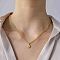 Bohemian Style Conch-Shaped Brass Micro Pave Clear Cubic Zirconia Pendant Necklaces, Golden, 15.75 inch(40cm)