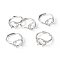 Adjustable Brass Solitaire Ring Settings, 4 Claw Prong Ring Settings, with Clear Cubic Zirconia, Platinum, Size 7, 17mm, Tray: 9.5x8mm