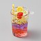 Transparent Acrylic Pendants, Glow in the Dark, Fruit Drink, Yellow, 40x32.5x53~64mm, Hole: 2.5mm