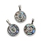 304 Stainless Steel with Paua Shell Pendants, Stainless Steel Color, Flat Round with Letter Charm, Letter.O, 18x16x1.5mm, Hole: 3x6mm