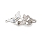 Brass Micro Pave Clear Cubic Zirconia Fold Over Clasps, Cadmium Free & Nickel Free & Lead Free, with Glass & Enamel, Butterfly, Platinum, 40mm, Hole: 1.2mm