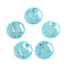 Synthetic Turquoise Charms, with Plastic Letter, Flat Round, Letter.Q, 15x2mm, Hole: 1.5mm
